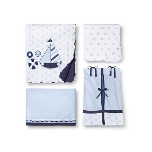  Bacati - Little Sailor 10 Piece Boys Crib Set with Bumper Pad 100 Percent Cotton