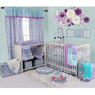 Bacati - Sophia Paisley Girls Crib Baby Bedding Set (Lilac/Purple/Aqua, 6 pc Crib Bedding Set)