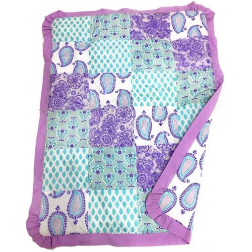  Bacati - Sophia Paisley Girls Crib Baby Bedding Set (Lilac/Purple/Aqua, 6 pc Crib Bedding Set)