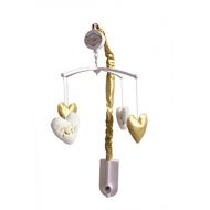 Bacati Love Musical Mobile Playing Brahms Lullaby for Attaching to US Standard Cribs, Black/Gold