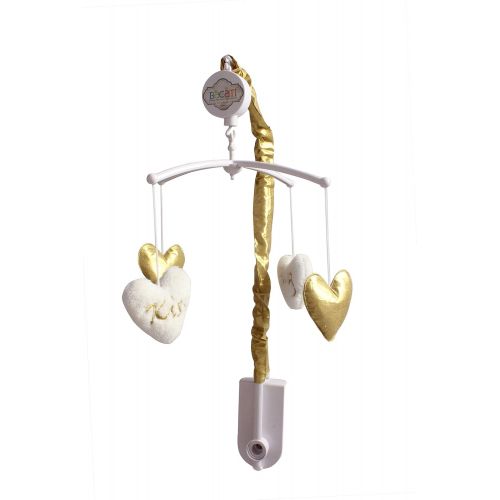  Bacati Love Musical Mobile Playing Brahms Lullaby for Attaching to US Standard Cribs, Black/Gold