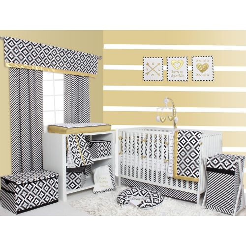  Bacati Love Musical Mobile Playing Brahms Lullaby for Attaching to US Standard Cribs, Black/Gold