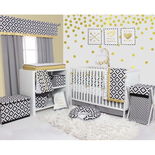  Bacati Love Musical Mobile Playing Brahms Lullaby for Attaching to US Standard Cribs, Black/Gold