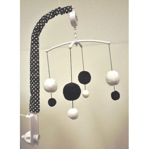  Bacati - Dots/pin Stripes Black/White Musical Mobile