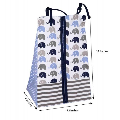  Bacati - Elephants Blue/Grey 10 Pc Boys Crib Baby Bedding Set Including Bumper Pad 100 Percent Cotton.