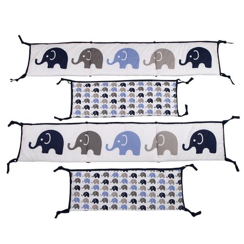  Bacati - Elephants Blue/Grey 10 Pc Boys Crib Baby Bedding Set Including Bumper Pad 100 Percent Cotton.