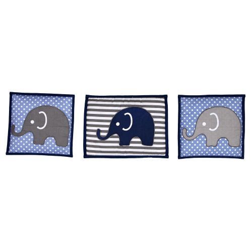  Bacati - Elephants Blue/Grey 10 Pc Boys Crib Baby Bedding Set Including Bumper Pad 100 Percent Cotton.