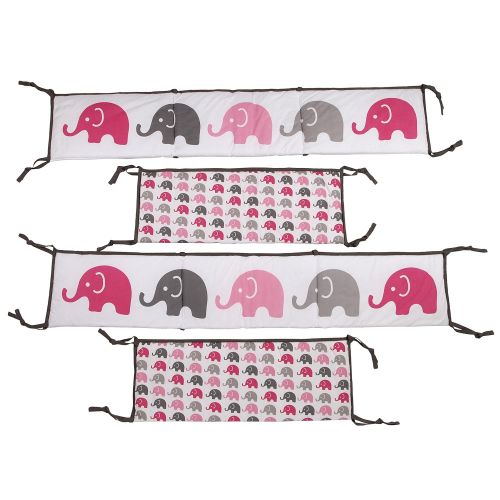  Bacati - Elephants Pink/Grey 10-Piece Nursery in a Bag Girls Baby Nursery Crib Bedding Set with Bumper Pad
