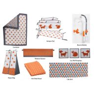 Bacati - Playful Foxs Orange/Grey 10 Pc Crib Set Including Bumper Pad