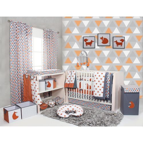  Bacati - Playful Foxs Orange/Grey 10 Pc Crib Set Including Bumper Pad