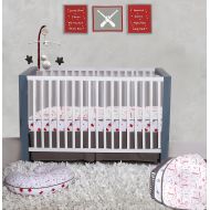 Bacati Baseball 100% Cotton 3 Piece Boys Crib Set with 4 Layer Lux Blanket/Fitted Sheet/Skirt, Red/Grey