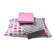 Bacati Little Sailor 3 Piece Toddler Bedding Set, Pink/Grey