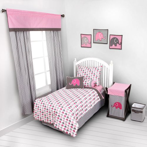  Bacati Little Sailor 3 Piece Toddler Bedding Set, Pink/Grey
