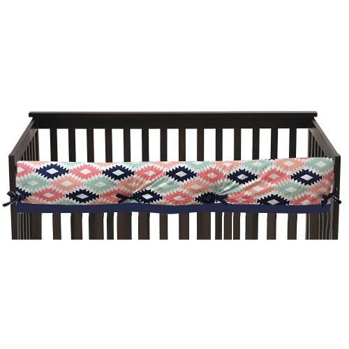  Bacati Aztec/Tribal 10-Piece Nursery-in-a-Bag Crib Bedding Set with Long Rail Guard, 100 percent cotton percale for US standard Cribs (Emma Coral/Mint/Navy)