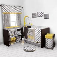 Bacati - Dots/pin Stripes Grey/Yellow 10 Pc Crib Set Including Bumper Pad