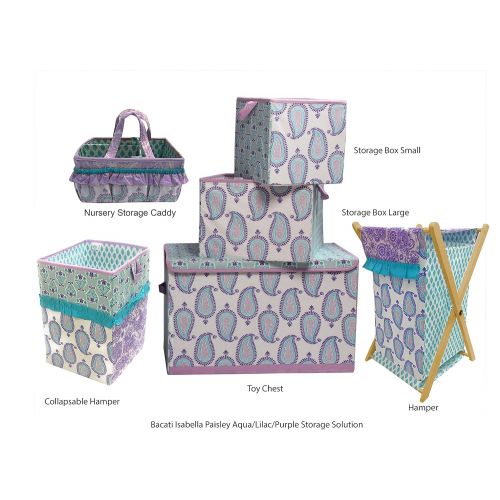  Bacati Isabella Girls Paisley Fabric Memory/Memo Photo Bulletin Board, Lilac/Purple/Aqua