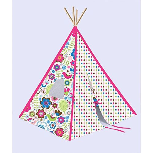  Bacati Botanical Girls Teepee Tent for Kids, Pink