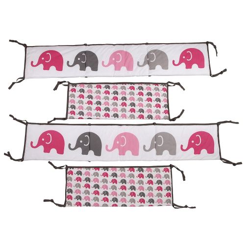  Bacati Elephants PinkGrey 10 pc crib set including Bumper Pad