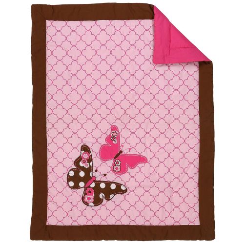  Bacati Butterflies 10 Piece Crib Bedding Set with 2 Crib fitted sheets, PinkChocolate