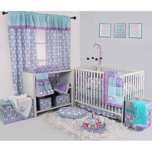  Bacati Isabella Paisley Girls 10 Piece Nursery-in-A-Bag Crib Bedding Set with Bumper Pad, LilacPurpleAqua