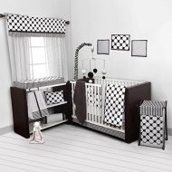 Bacati - Dotspin Stripes Blackwhite 10 Pc Crib Set Bumperfree