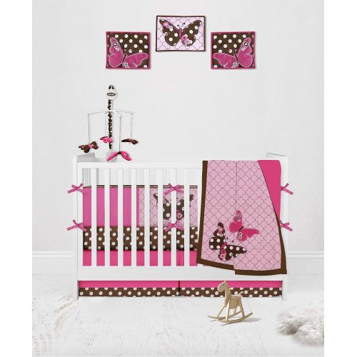  Bacati Butterflies pinkchocolate 10 pc Crib Set