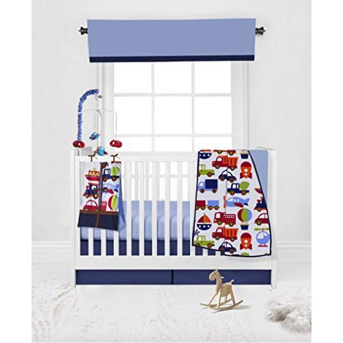  Bacati Transportation Multicolor 10 pc Crib Set Bumper free