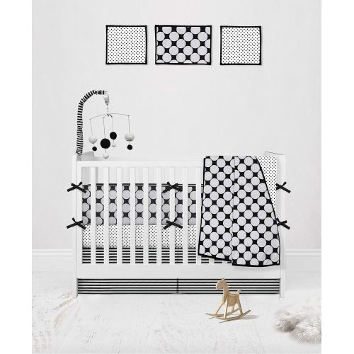  Bacati - Dotspin Stripes Blackwhite 10 Pc Crib Set Including Bumper Pad