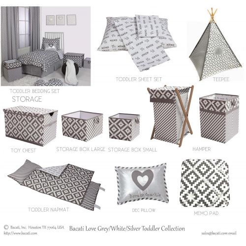  Bacati Love Unisex 10 Piece Nursery in a Bag Crib Bedding Set with Bumper Pad, GreySilver