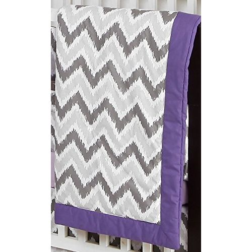  Bacati - PurpleGrey Ikat Chevron Muslin 10 Pc Crib Set with Bumper Pad