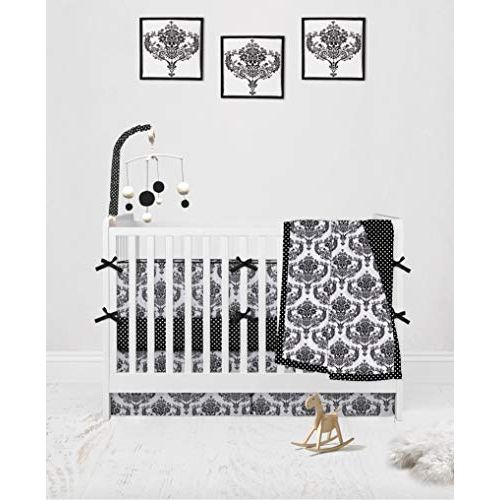  Bacati - Classic Damask Whiteblack 10 Pc Crib Set Including Bumper Pad