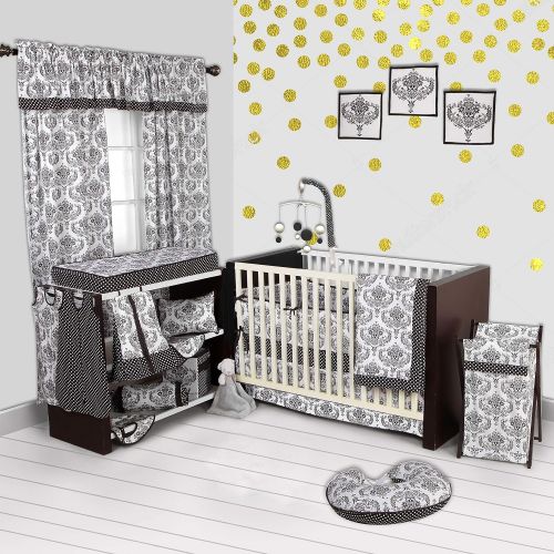  Bacati - Classic Damask Whiteblack 10 Pc Crib Set Including Bumper Pad