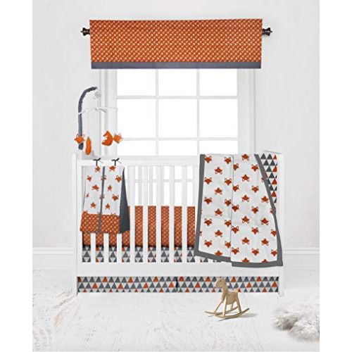  Bacati Playful Foxs 10 Piece Crib Set without Bumper Pad, OrangeGrey