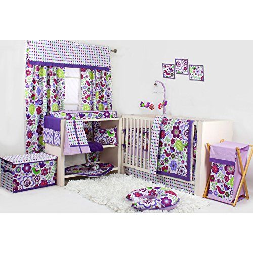  Bacati Botanical Purple 10 pc Crib Bedding Set