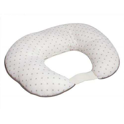  Bacati PlusCrossMustache Cotton Muslin Nursing Pillow, Grey