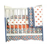 Bacati Playful Fox 3-Piece Portable Crib Bedding Set, Orange/Grey