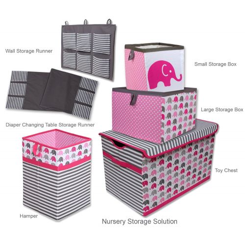  Bacati Elephants 3-Piece Portable Crib Bedding Set, Pink/Grey
