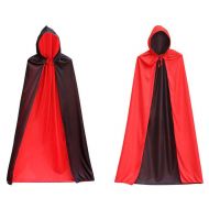 Bacekounefly Halloween Costume Black Red Reversible Hooded Cloak