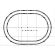 Oval 14 - Double Oval Bachmann 46 X 64 HO Scale E-Z Track With Gray Roadbed and Nickel Silver Rails Train Set