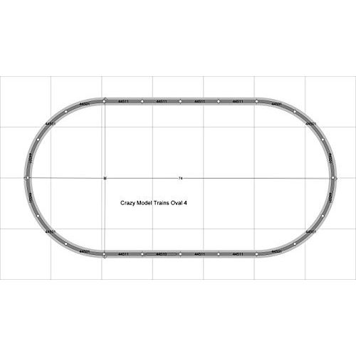  Oval 04 Bachmann 38 X 74 HO Scale E-Z Track With Gray Roadbed and Nickel Silver Rails Train Set
