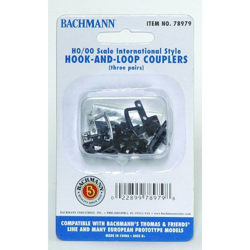  Bachmann Trains - THOMAS & FRIENDS HOOK AND LOOP COUPLERS (3 pair/pack) - Appropriate for Most Thomas & Friends Rolling Stock - HO Scale