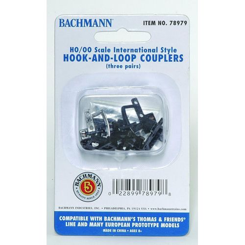  Bachmann Trains - THOMAS & FRIENDS HOOK AND LOOP COUPLERS (3 pair/pack) - Appropriate for Most Thomas & Friends Rolling Stock - HO Scale