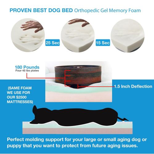  Back Support Systems Pet Support Systems Orthopedic Gel Memory Foam Dog Beds - Eco Friendly, Hypoallergenic and Made in The USA, Supreme Luxury Comfort and Care for Dogs with Removable and Washable Cov