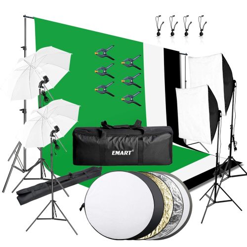  EMART Emart 8.5 x 10 ft Backdrop Support System, Photography Video Studio Lighting Kit Umbrella Softbox Set Continuous Lighting for Photo Studio Product, Portrait and Video Shooting Phot