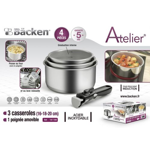  Backen Profi 191199-set casseroles-4-teilig fuer alle Herde, Induktion, Edelstahl, Edelstahl, 26x 27x 11cm