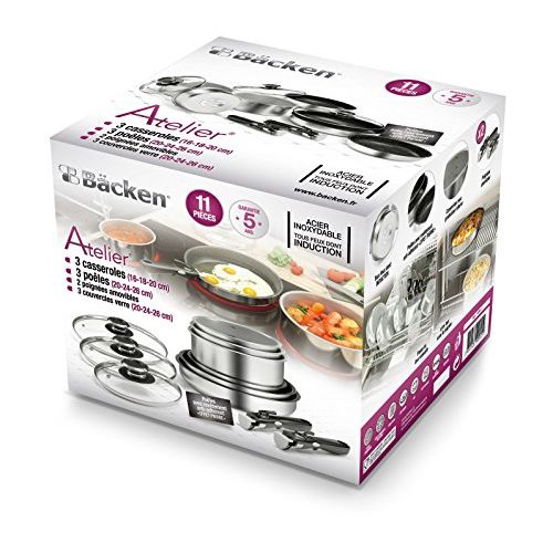  Backen batteri de Cuisine, Edelstahl, rostfrei, 28,5 x 28,5 x 27 cm