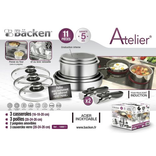  Backen batteri de Cuisine, Edelstahl, rostfrei, 28,5 x 28,5 x 27 cm