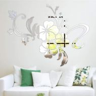 BackgroundTurnOver DIY Spring Nature Hibiscus Flower Mirror Decorative Wall Sticker Home Decor 3D Wall Decoration Room Decals Mural R076