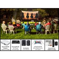Backyard Theater Systems Recreation Series Complete Theater Kit! 11 Front and Rear Projection Screen with HD Optoma 1080p Projector, Surround Sound System & Blu-Ray Player w/WiFi (EZ-300)