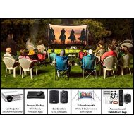 Backyard Theater Systems Backyard Theater Kit | Recreation Series System | 11 Front and Rear Projection Screen with HD Savi 1080p Projector, Surround Sound System & Blu-Ray Player wWiFi (EZ-100)